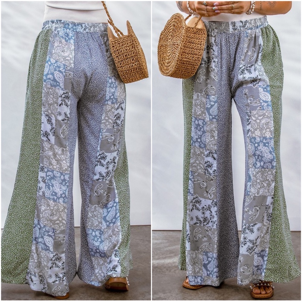 04 Cozy Paisley Print Palazzo Wide Leg Pants - Picture 2 of 2